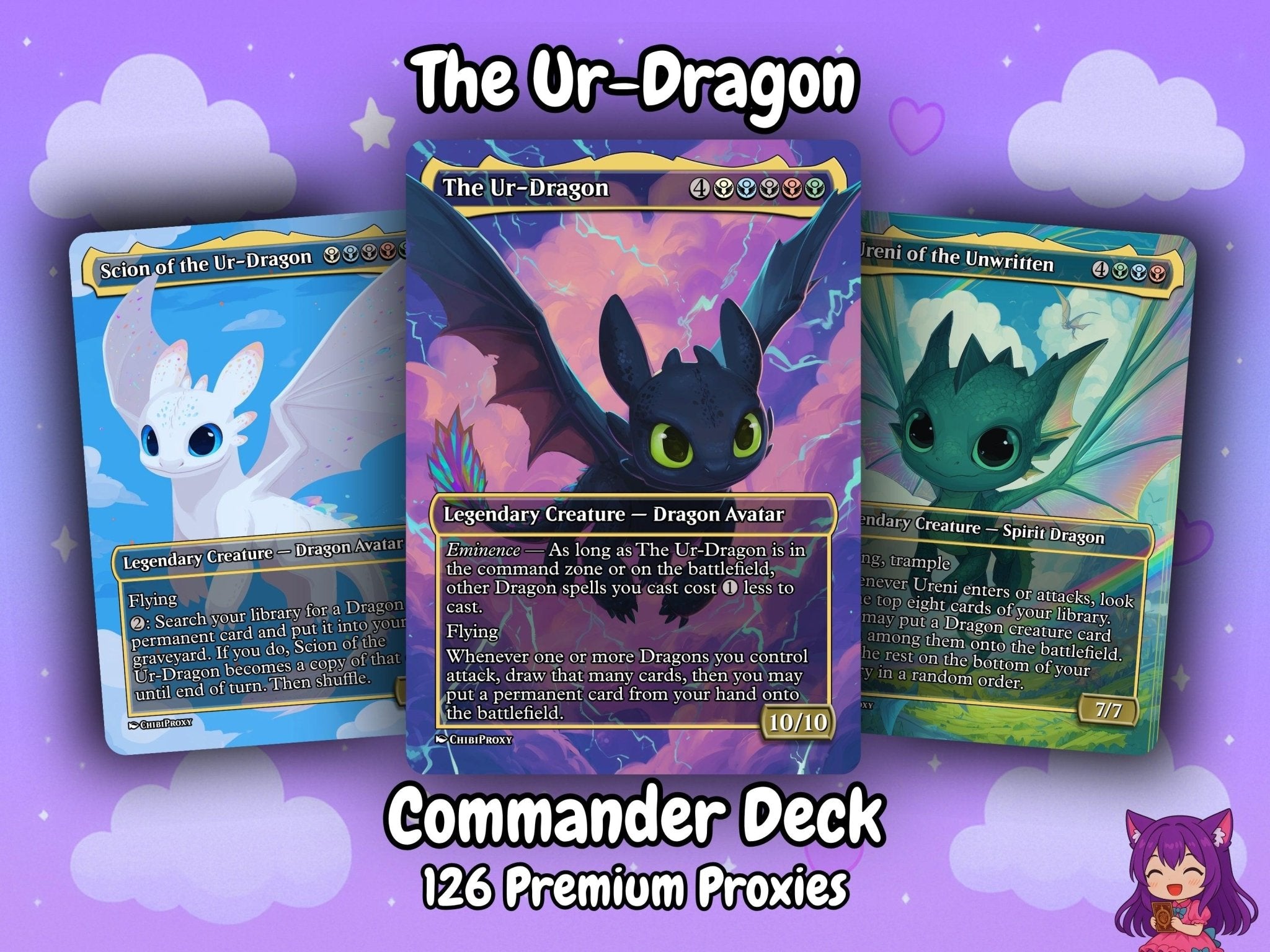 The Ur Dragon Tribal Chibi MTG Proxy Commander Deck - HoloHeavenProxy
