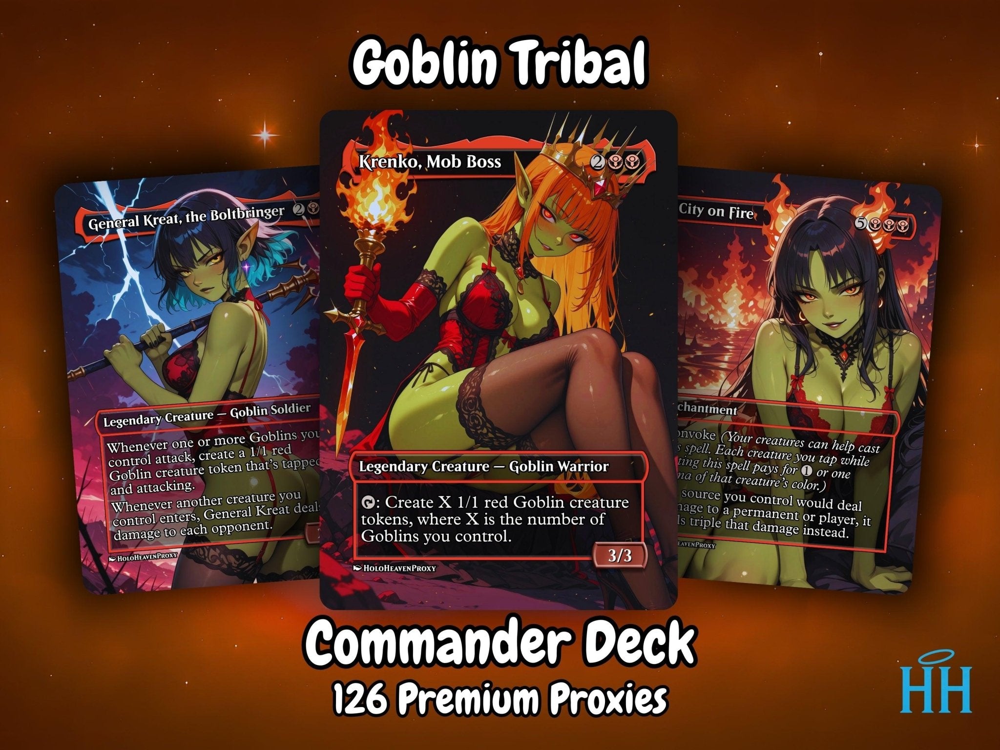 Krenko, Mob Boss Goblin Tribal MTG Proxy Commander Deck - HoloHeavenProxy