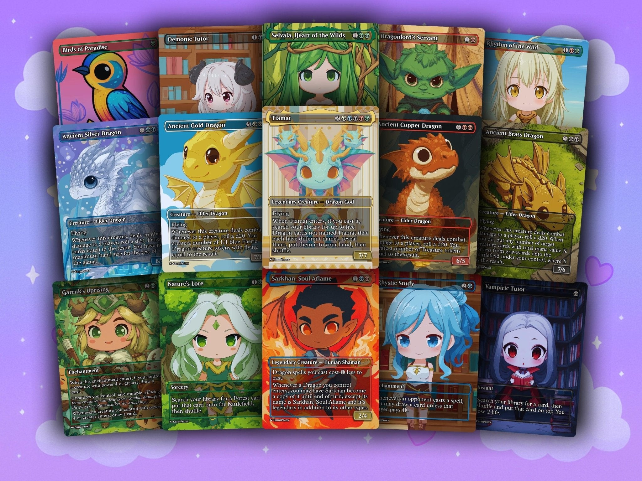 The Ur Dragon Tribal Chibi MTG Proxy Commander Deck - HoloHeavenProxy