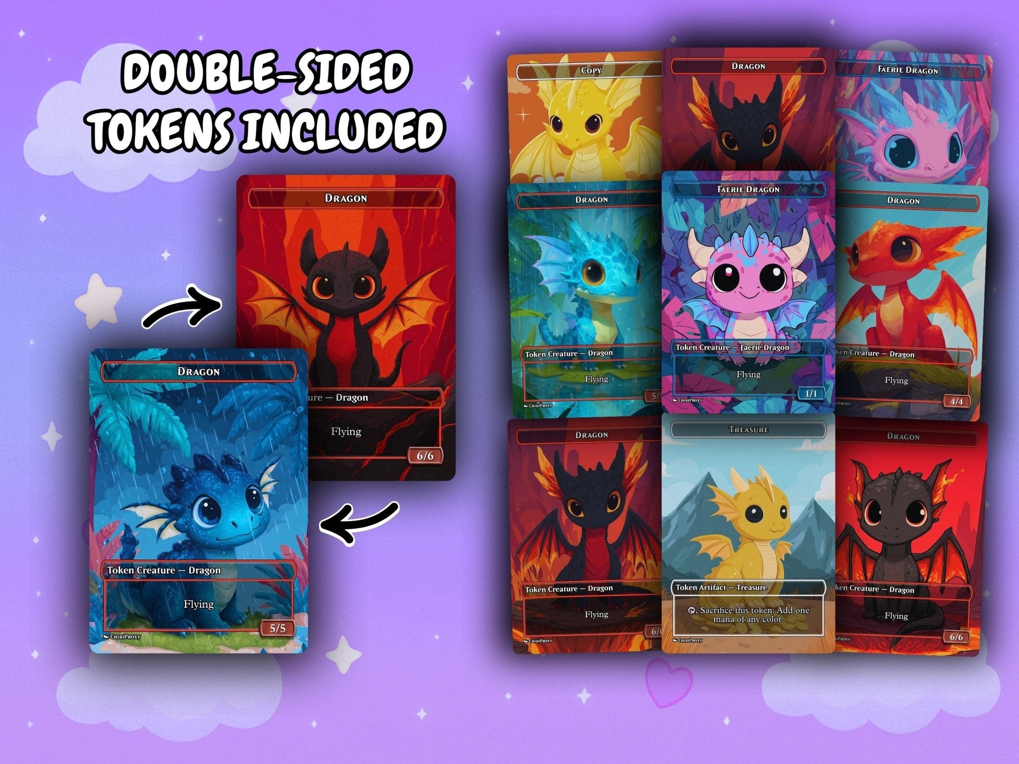 The Ur Dragon Tribal Chibi MTG Proxy Commander Deck - HoloHeavenProxy