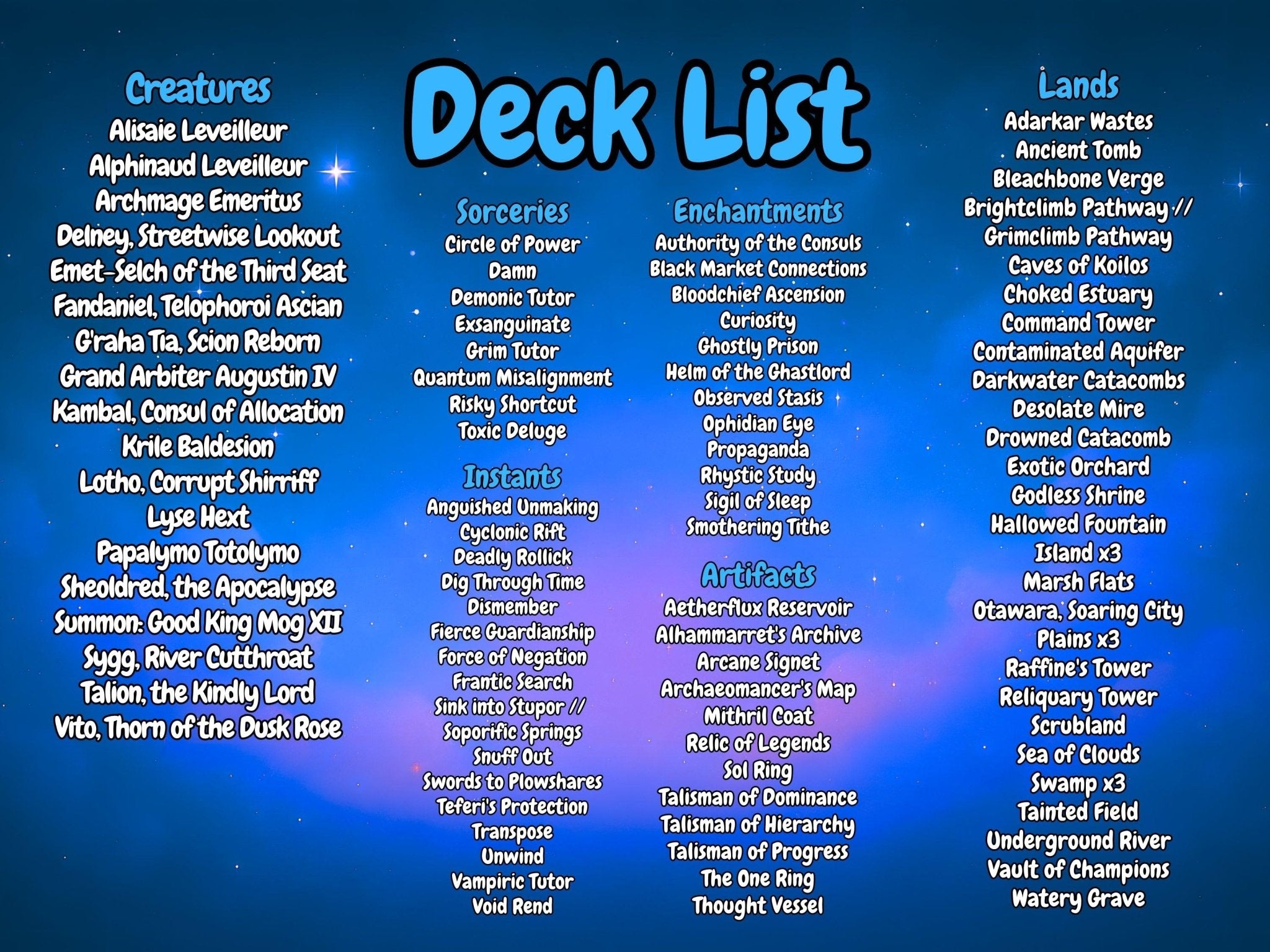 Y'shtola, Night's Blessed Control MTG Proxy Commander Deck - HoloHeavenProxy